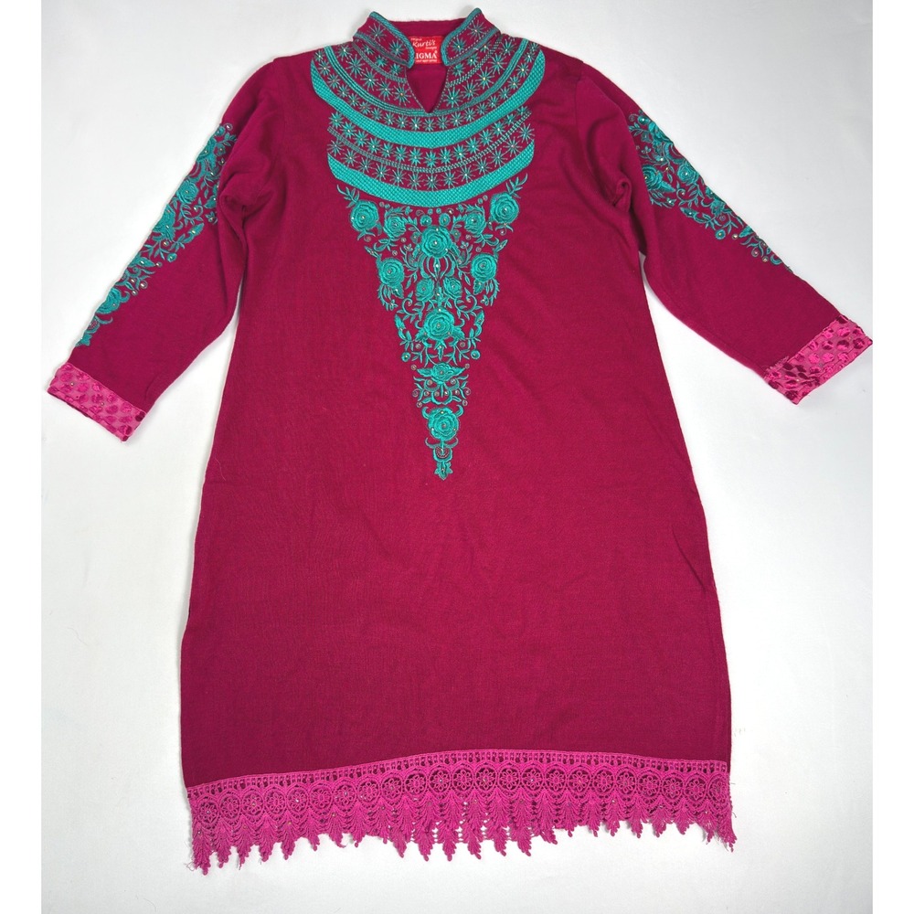 Zigma Kurti‎ Tunic Dress Embroidered Long Sleeve Top XXL